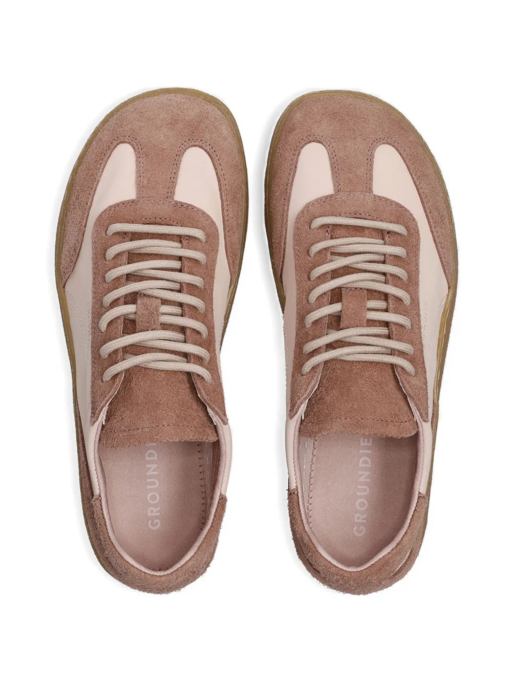 GROUNDIES Panama Soft leren sneakers met suède vlakken Roze