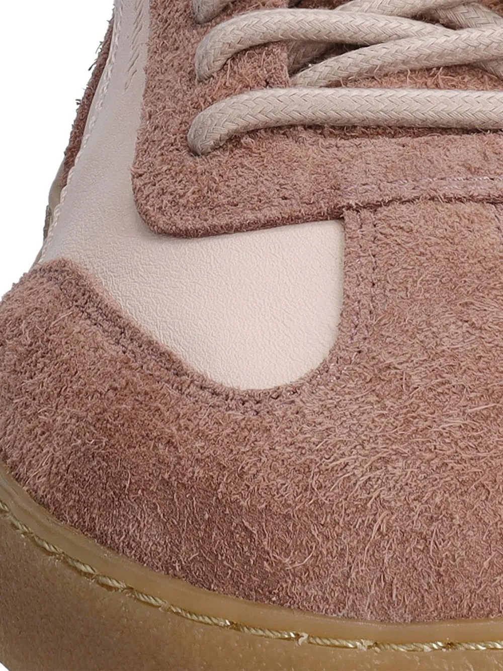 GROUNDIES Panama Soft leren sneakers met suède vlakken Roze