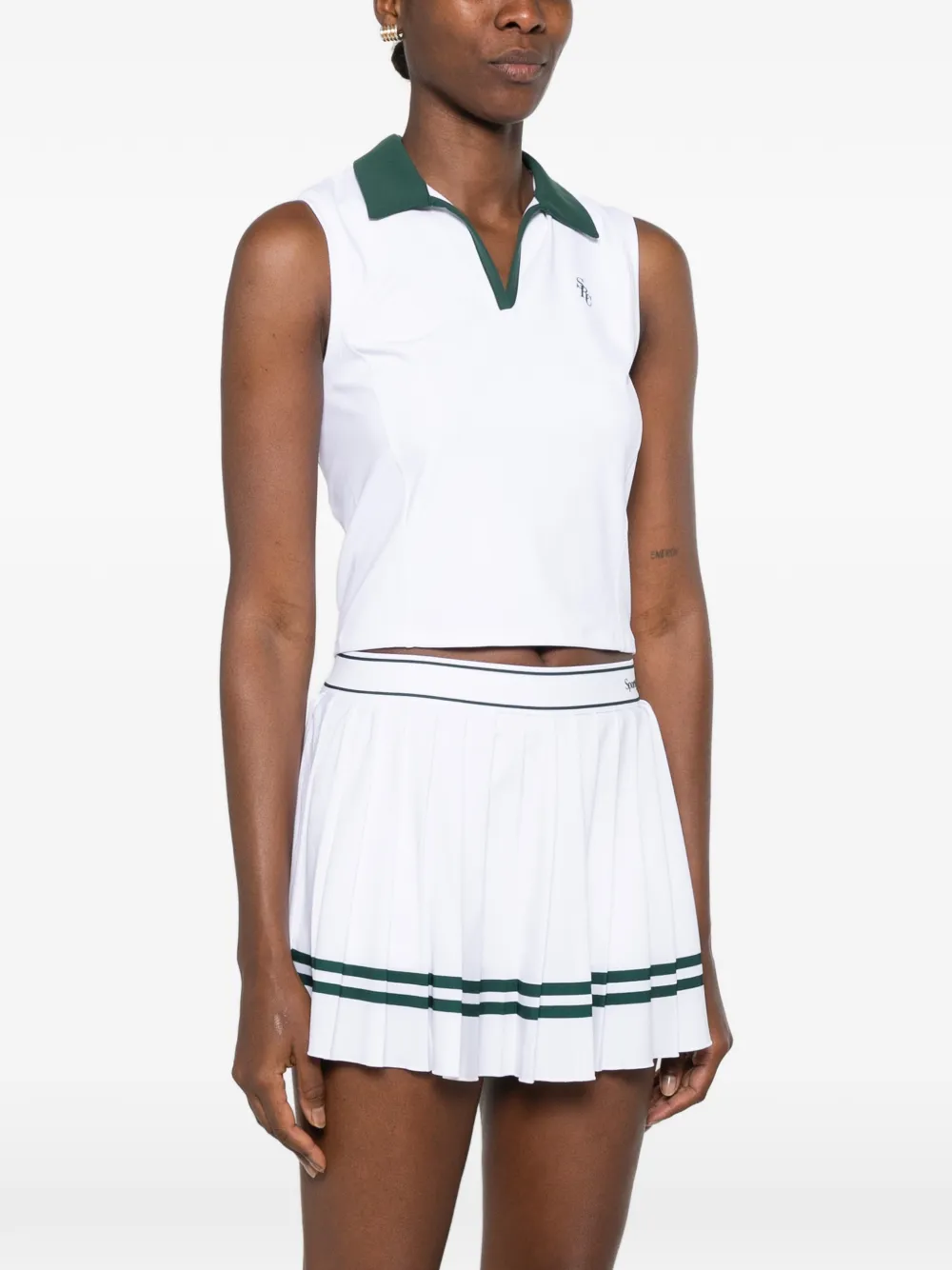 Sporty & Rich Mousloze top met logoprint Wit