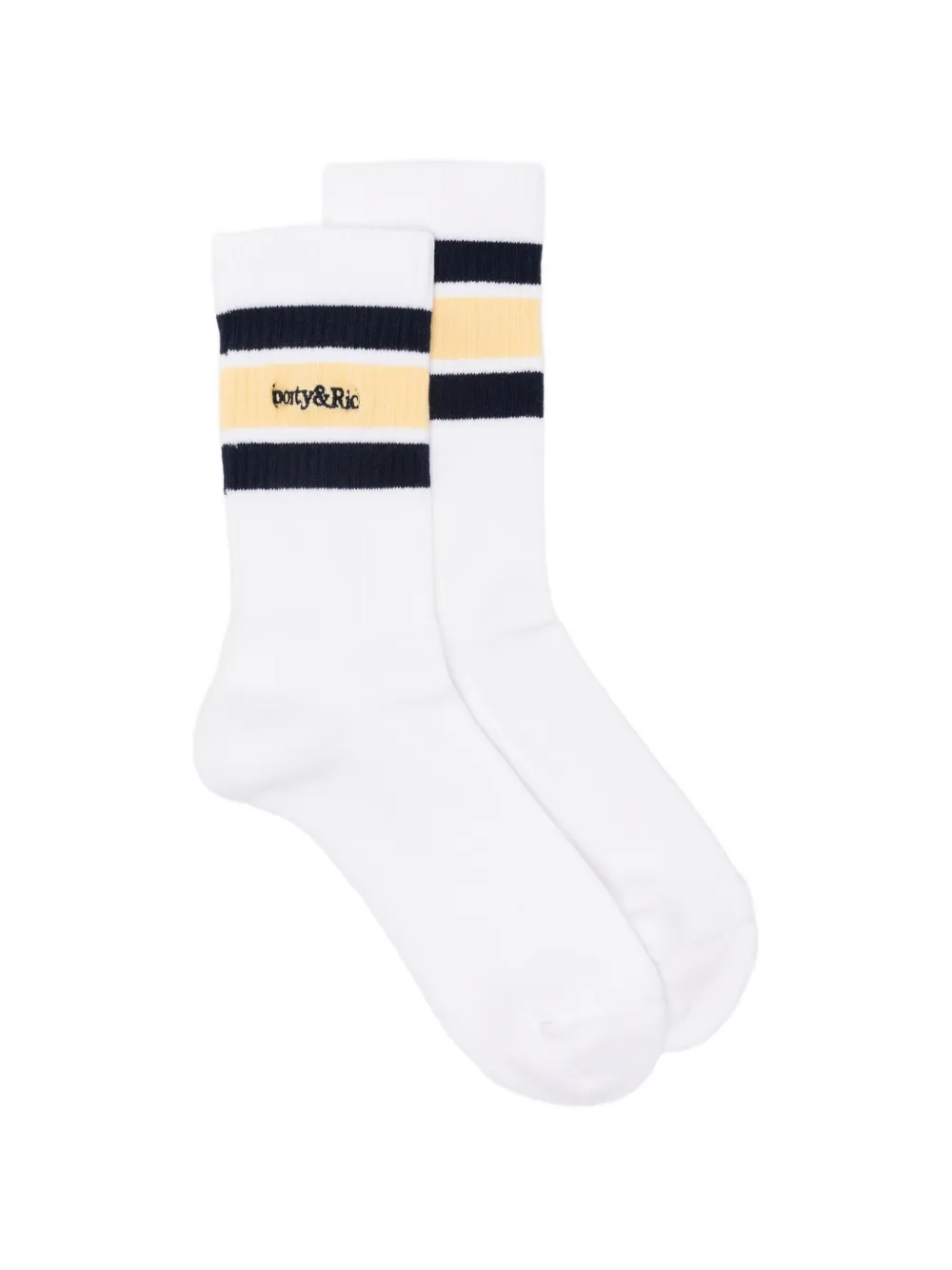 Sporty & Rich Serif logo striped socks - Bianco