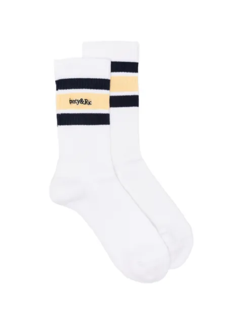 Sporty & Rich Serif logo striped socks