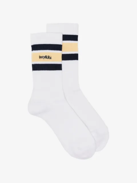 Sporty & Rich Serif logo striped socks