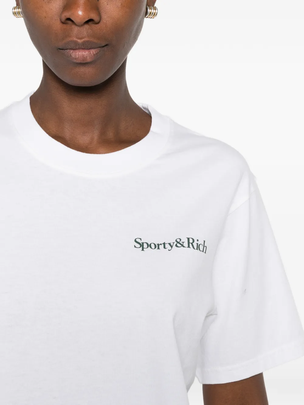 Sporty & Rich Play Tennis logoprinten T-shirt Wit