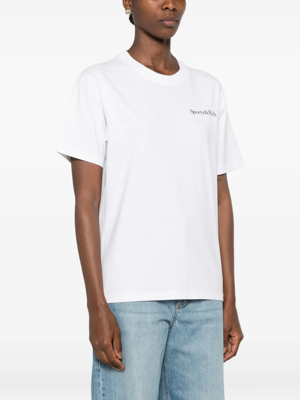 Sporty & Rich Play Tennis logoprinten T-shirt Wit