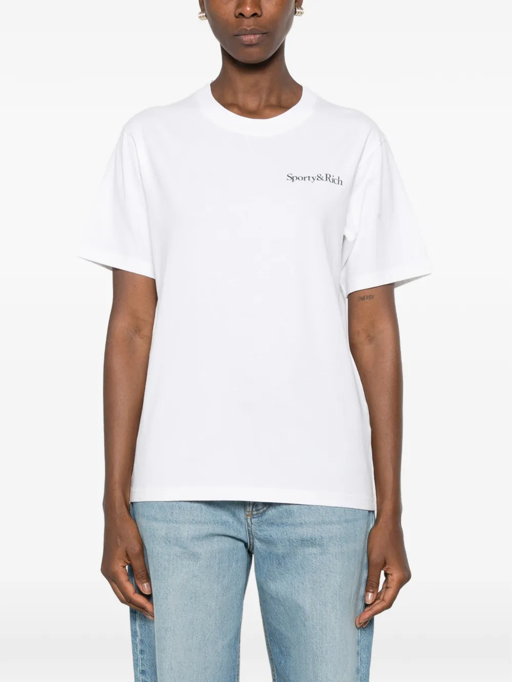 Sporty & Rich Play Tennis logoprinten T-shirt Wit