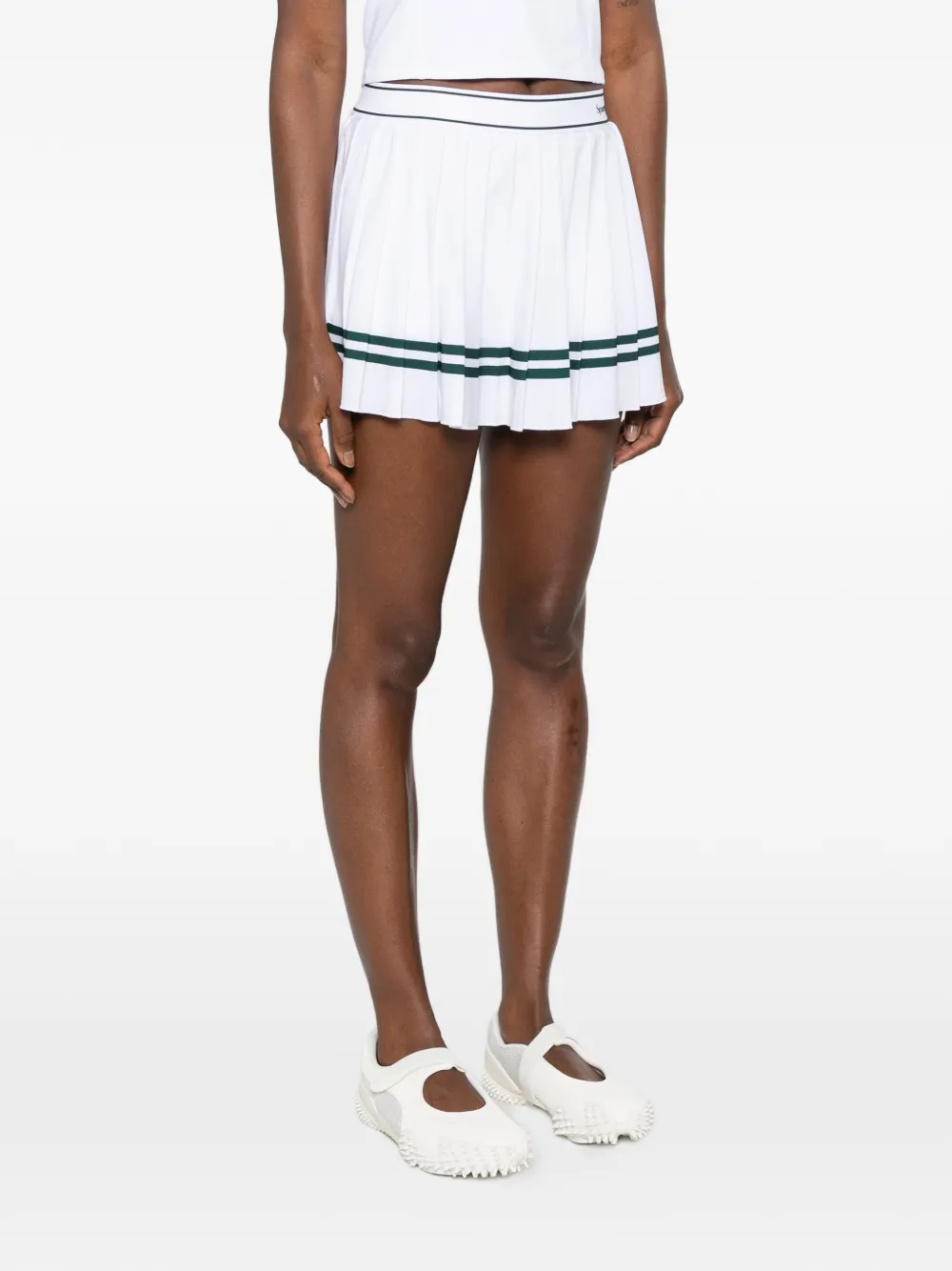 Sporty & Rich Serif geplooide skorts met logo Wit