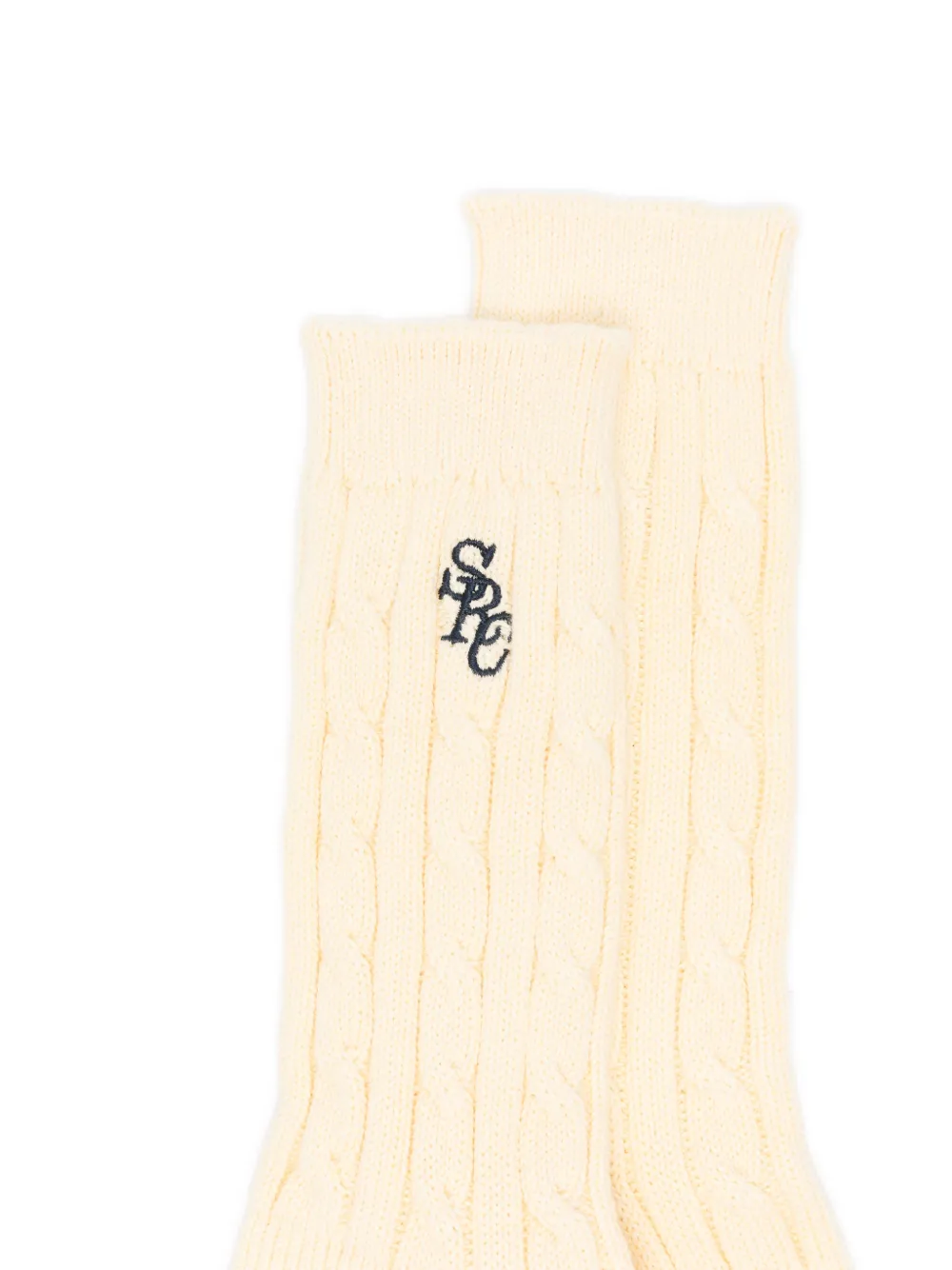 Sporty & Rich Kabelgebreide sokken met geborduurd logo Geel