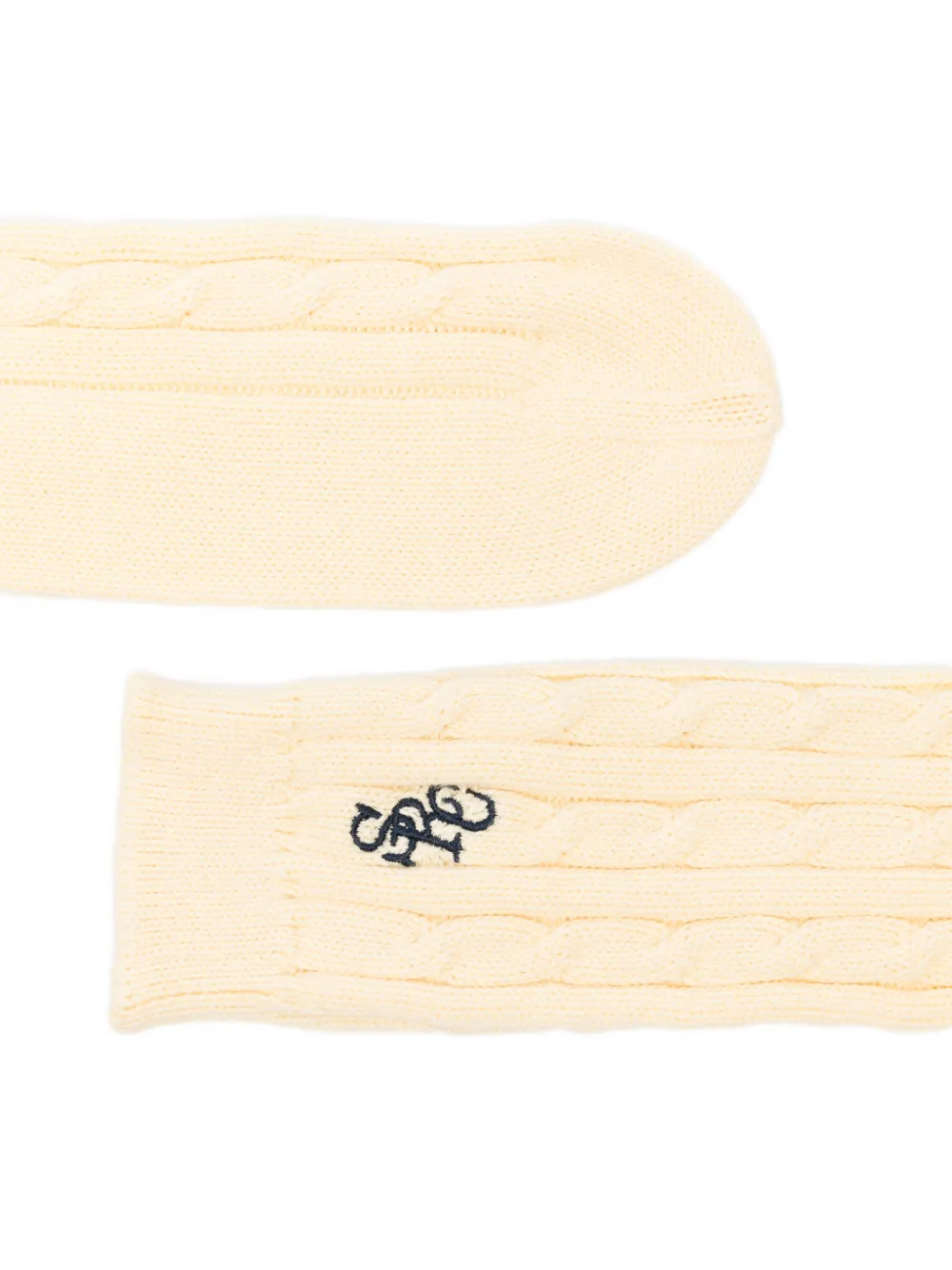 Sporty & Rich Kabelgebreide sokken met geborduurd logo Geel
