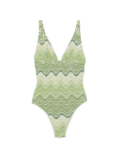MC2 Saint Barth Mavi sequin-embellished chevron swimsuit