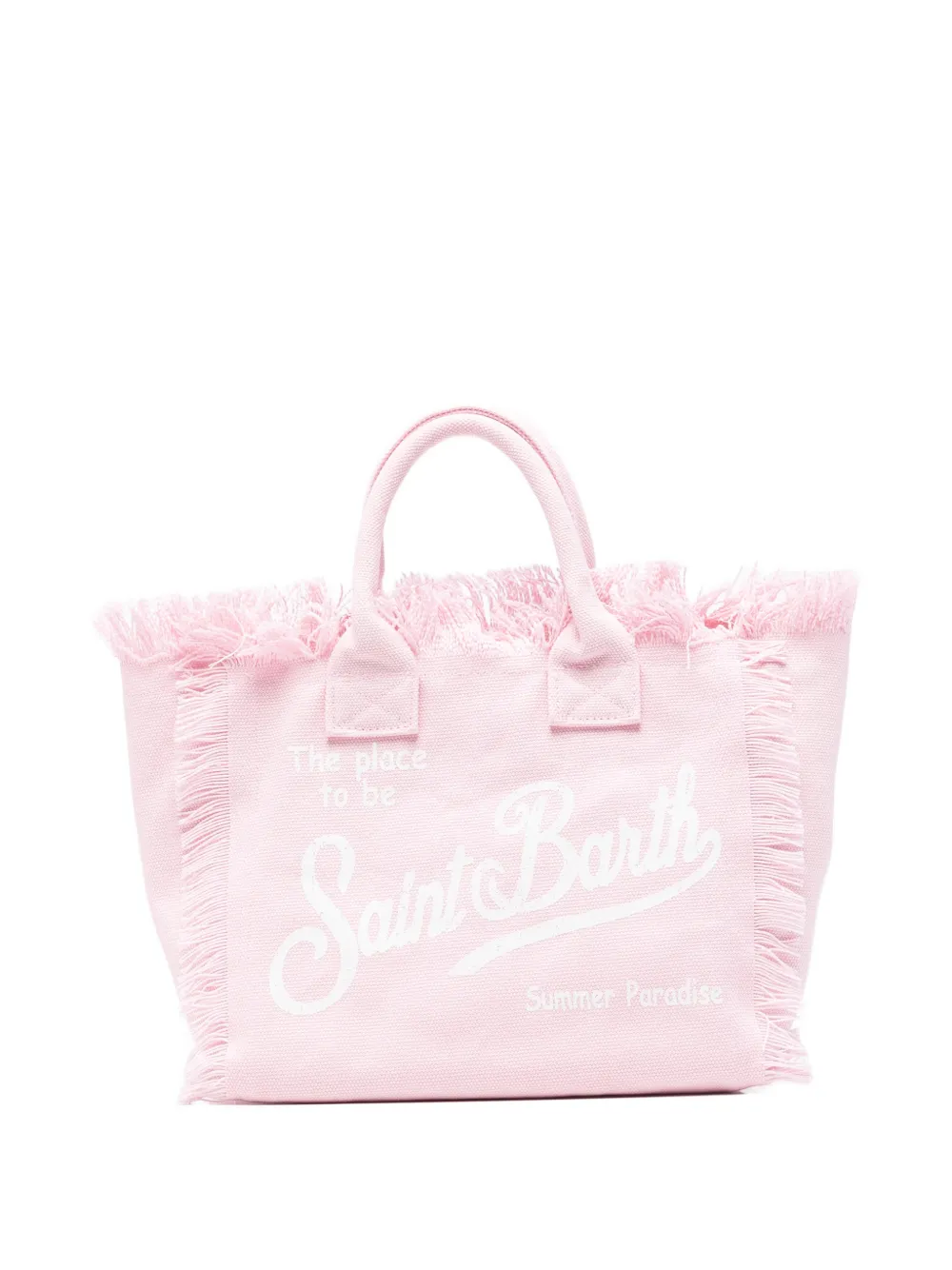 Mc2 Saint Barth Colette Fringed Logo-print Tote Bag In Pink