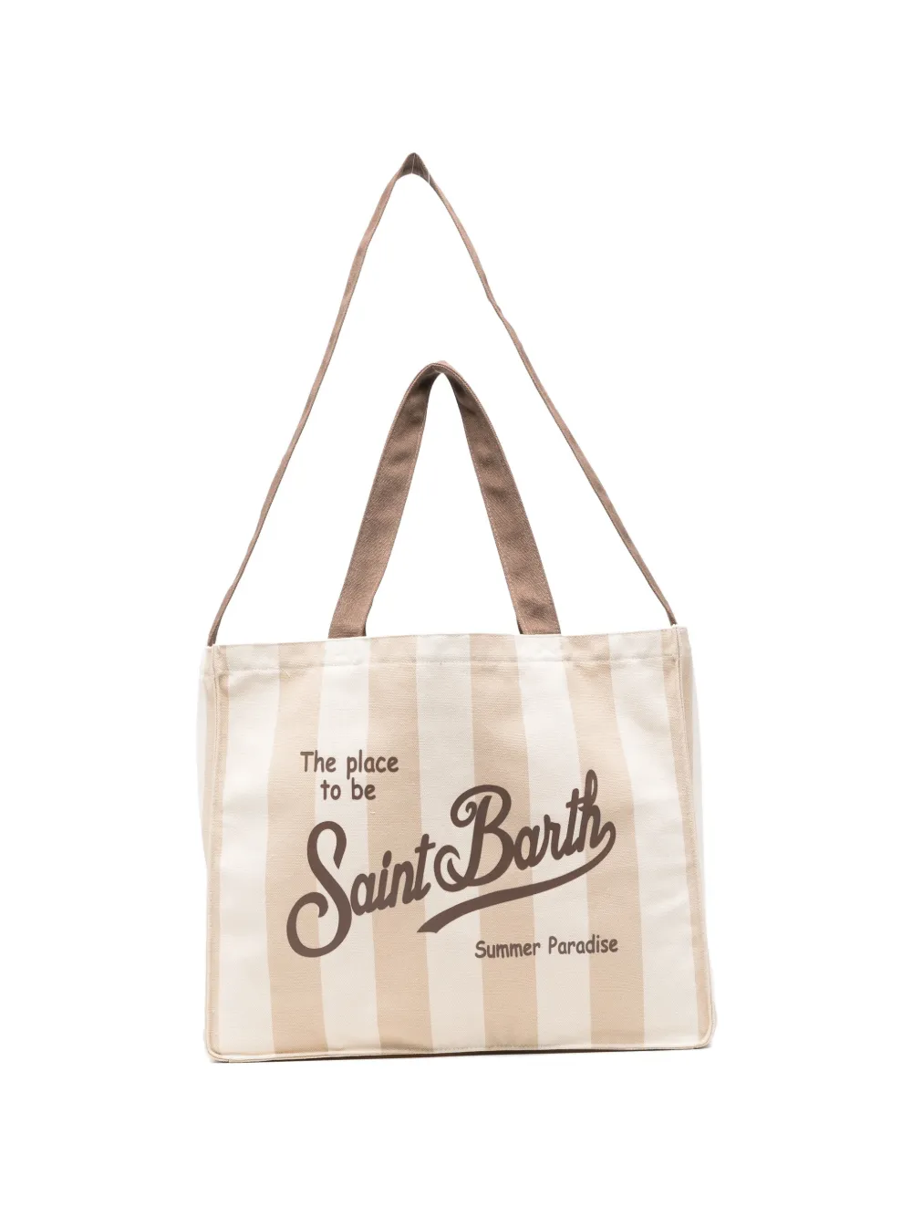 Mc2 Saint Barth Essential Striped Logo-print Tote Bag In Brown
