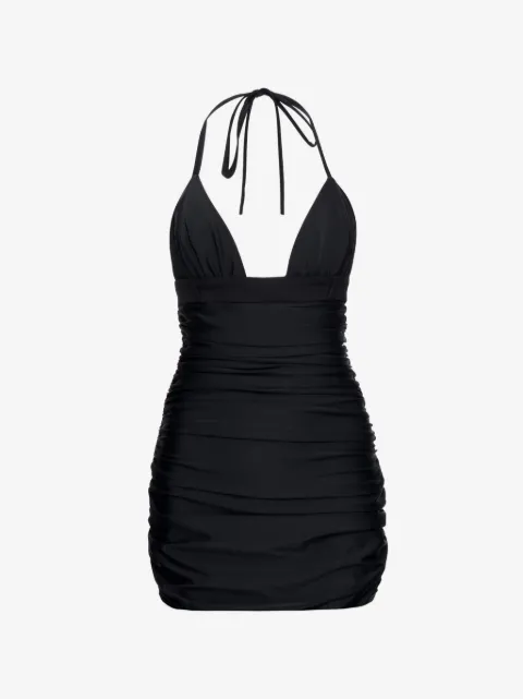 MEDEEA ruched halterneck mini dress