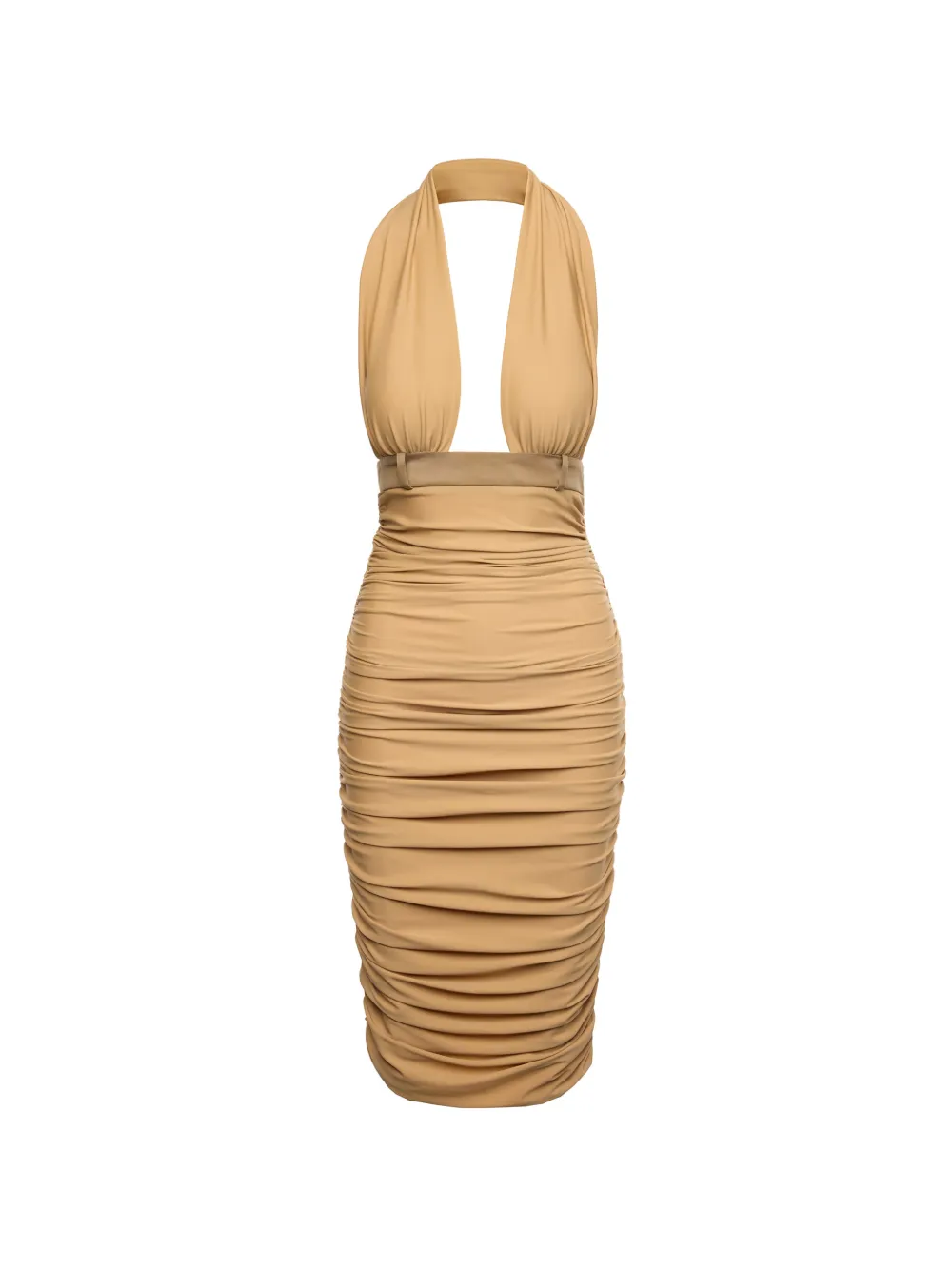 MEDEEA ruched halterneck midi dress