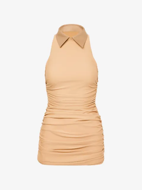 MEDEEA ruched collared mini dress