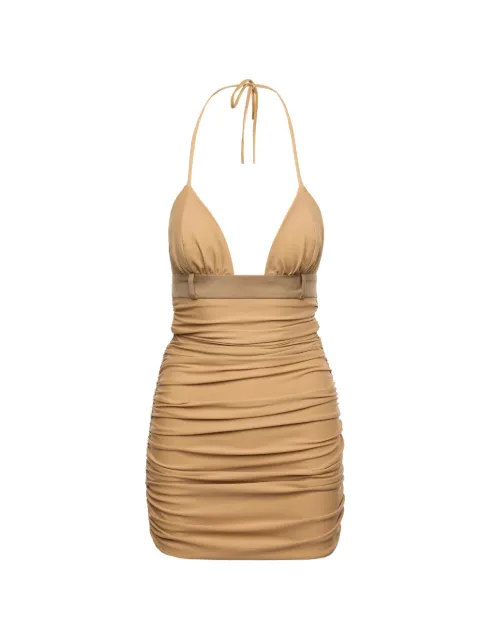 MEDEEA ruched halterneck mini dress