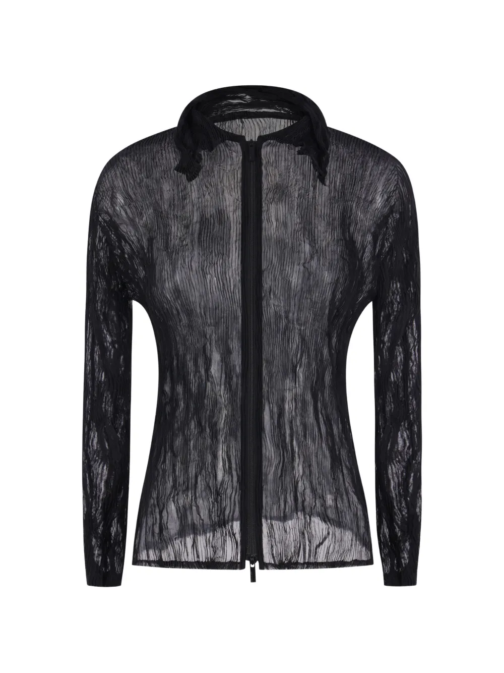 Issey Miyake pleated semi-sheer cardigan - Black