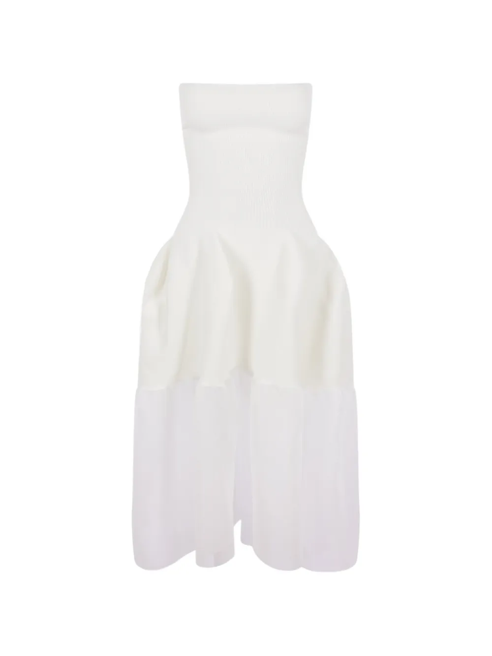 CFCL ribbed-knit strapless mini dress - White