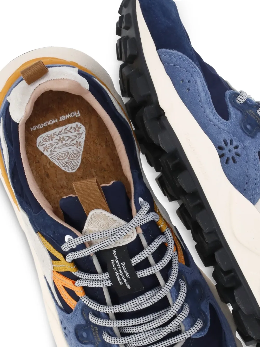 FLOWER MOUNTAIN Yamano 3 suede-trimmed sneakers Blauw