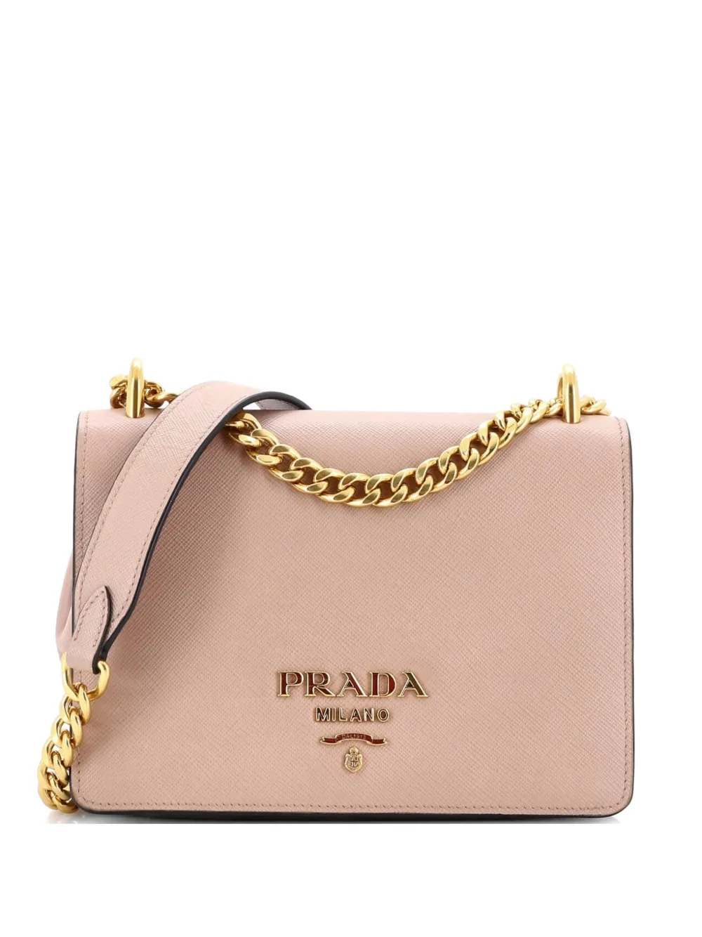 Prada Pre-Owned Chain Flap Bag Saffiano Leather Small crossbody bag - Neutrals