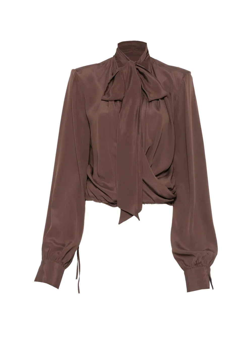 Federica Tosi pussy-bow wrap-style blouse - Marrone