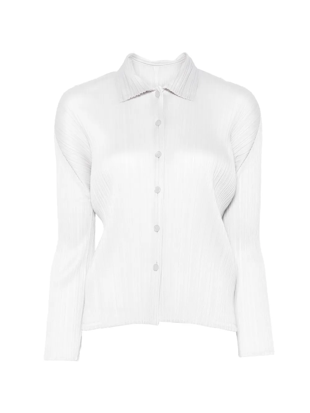 Pleats Please Issey Miyake pleated button-up shirt - Grey