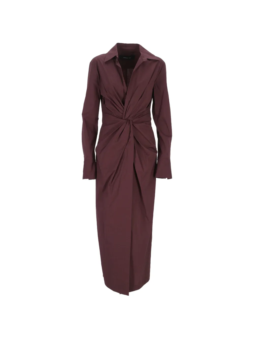 Federica Tosi twist-detail long-sleeve midi dress - Rosso