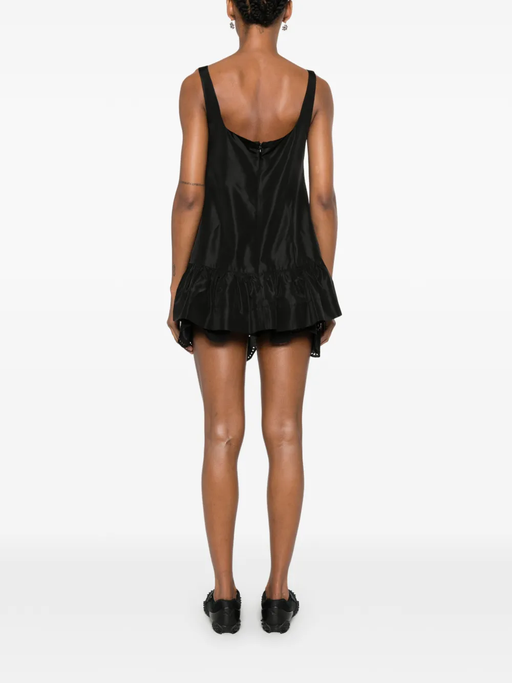 Simone Rocha Top met asymmetrische hals en ruches Zwart