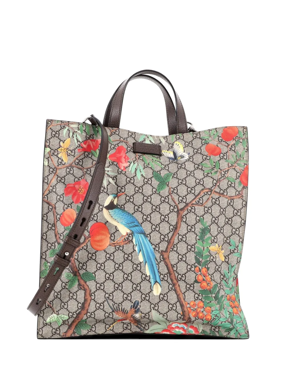 Gucci Pre-Owned Convertible Soft Open Tote Tian Print GG Coated Canvas Tall satchel - Marrone