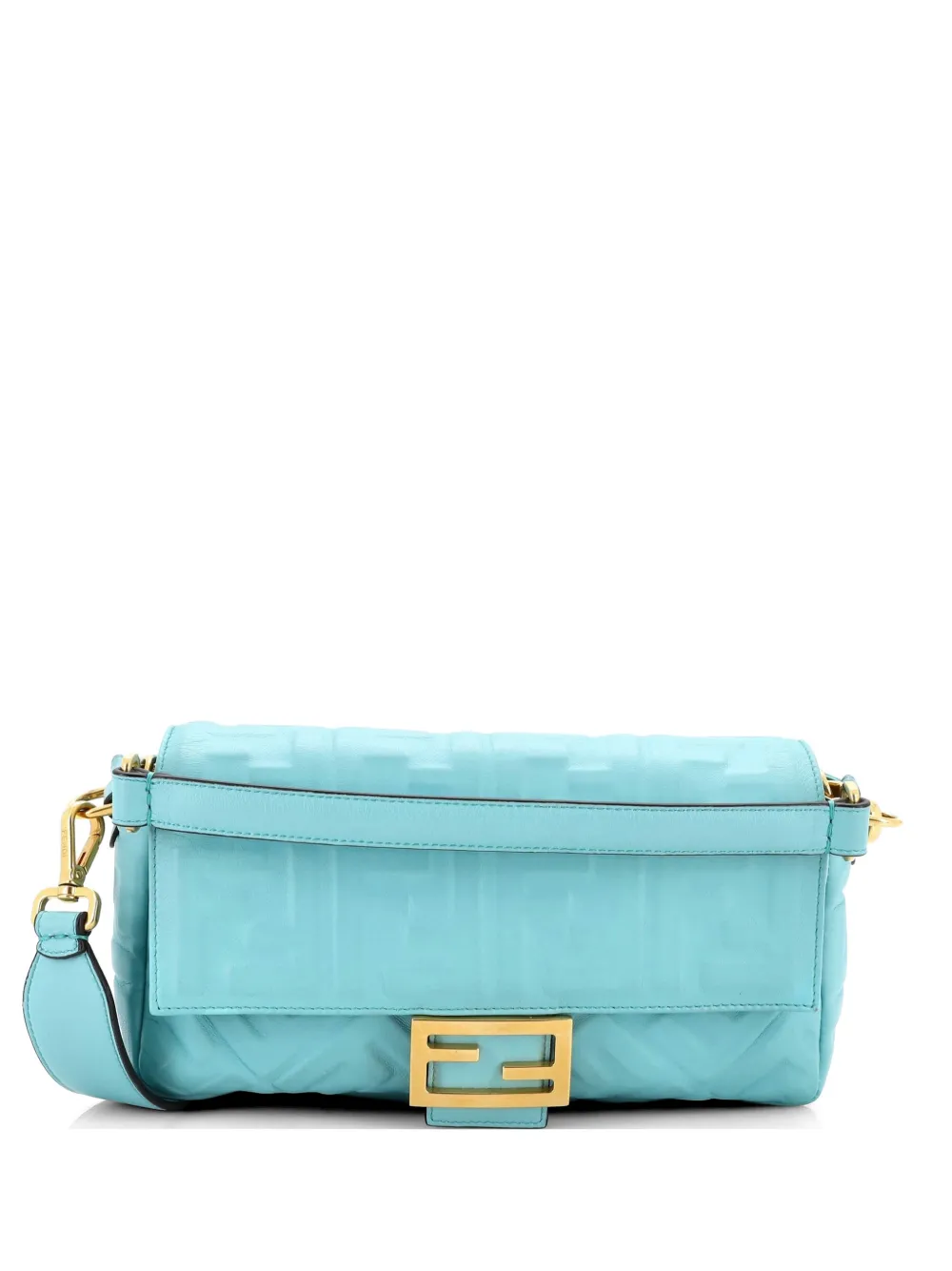 Fendi Pre-Owned Baguette NM Bag Zucca Embossed Leather Medium crossbody bag - Blue