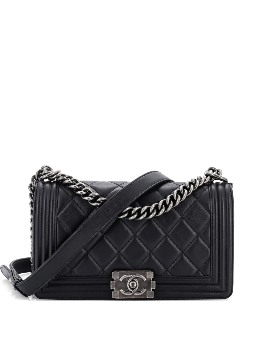 CHANEL Pre-Owned Boy Flap Bag Quilted Lambskin Old Medium shoulder bag - Nero