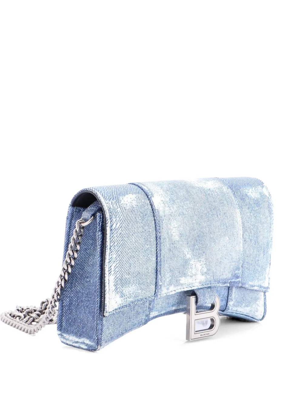 Balenciaga Pre-Owned Hourglass Chain Wallet Denim Printed Leather shoulder bag - Blu