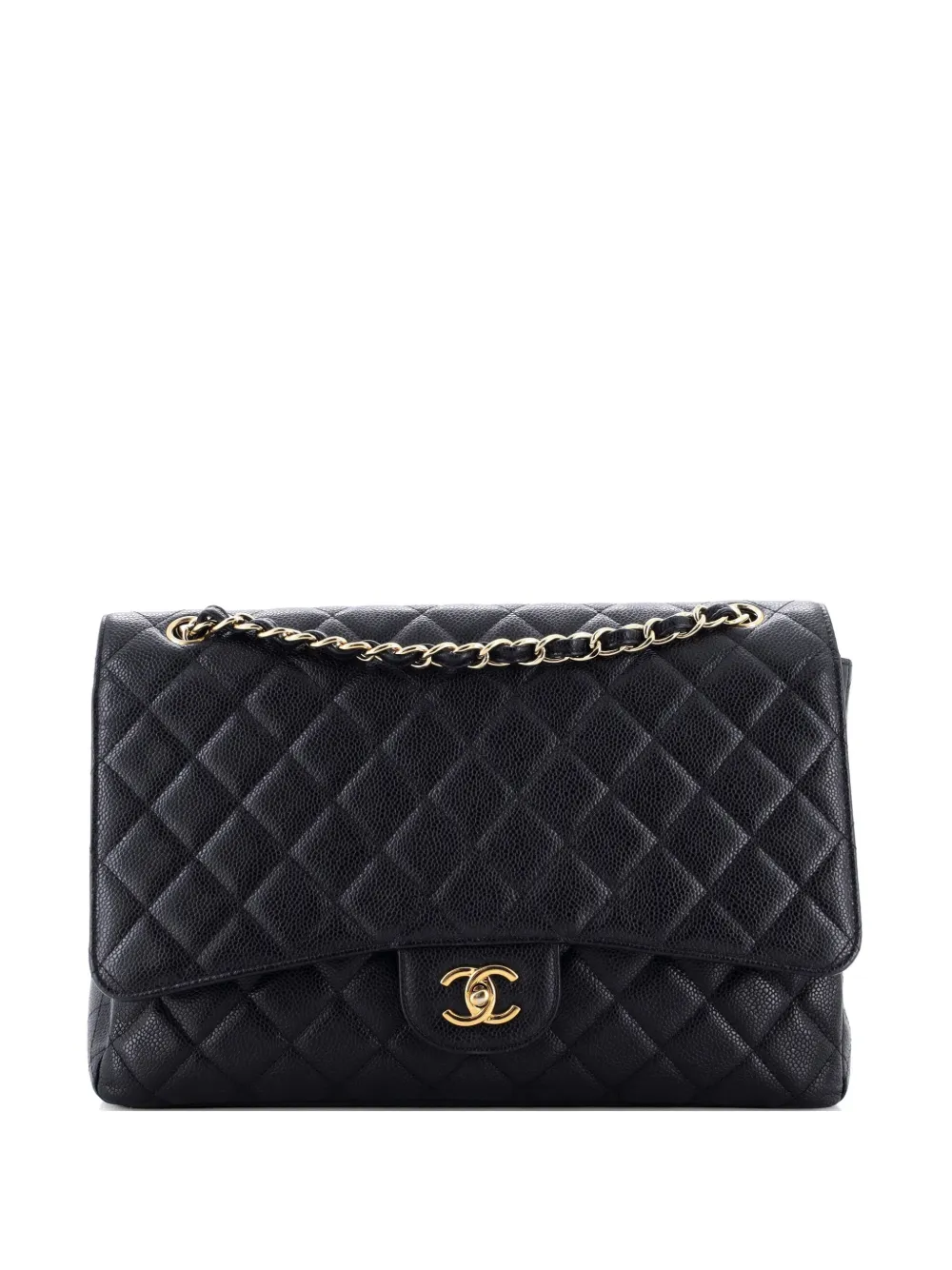 CHANEL Pre-Owned Classic Double Flap Bag Quilted Caviar Maxi shoulder bag - Nero
