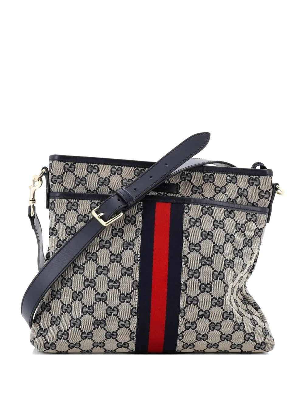 Gucci Pre-Owned Front Pocket Web Messenger GG Canvas Small crossbody bag - Blu