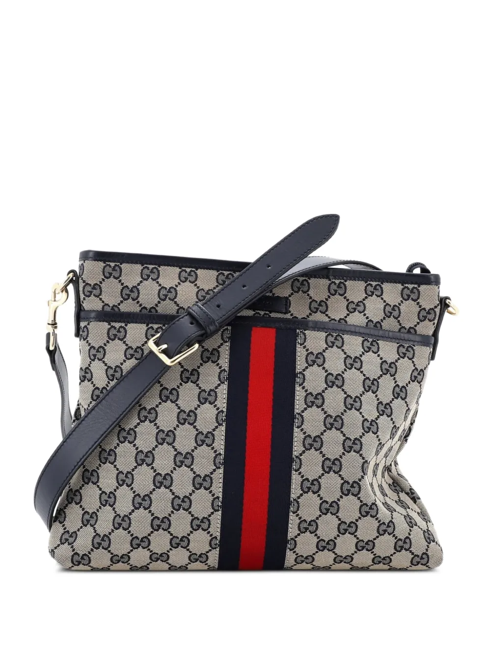 Gucci Pre-Owned Front Pocket Web Messenger GG Canvas Small crossbody bag - Blu