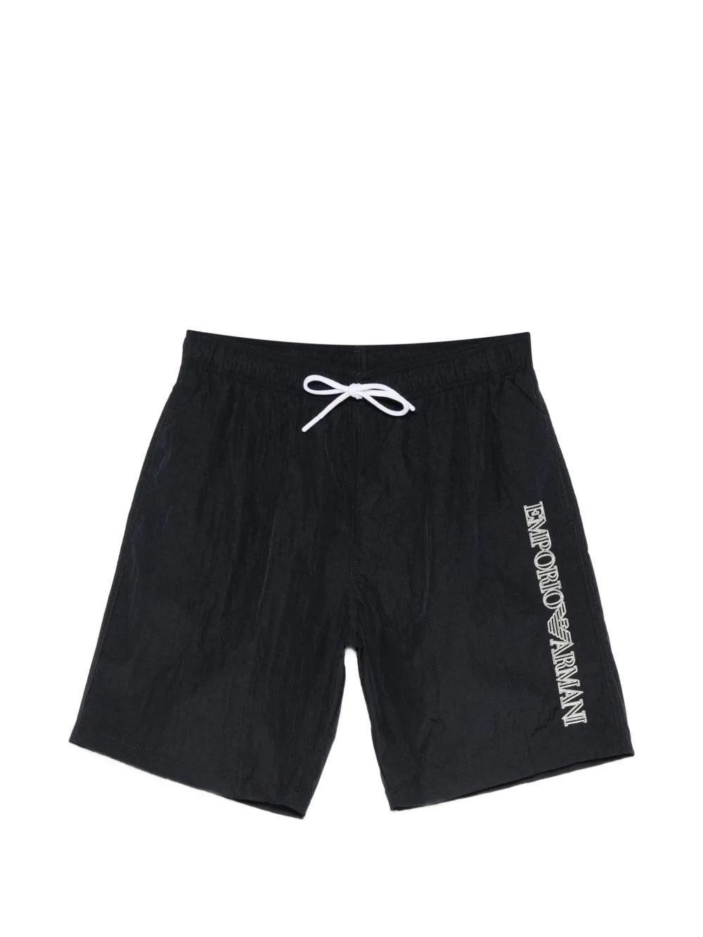 Emporio Armani logo-embroidered striped swim shorts - Blau