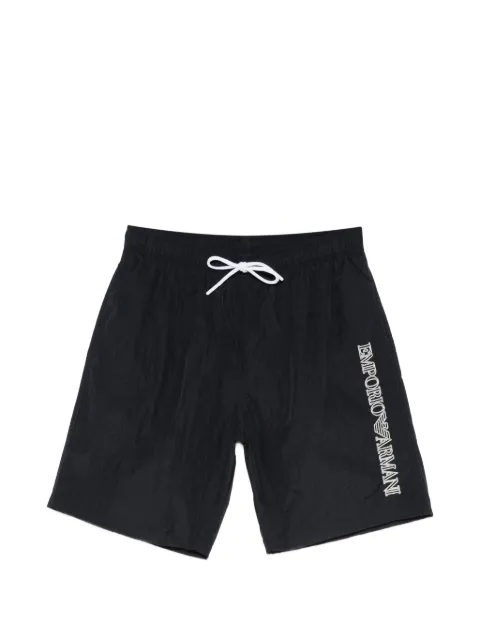 Emporio Armani logo-embroidered striped swim shorts