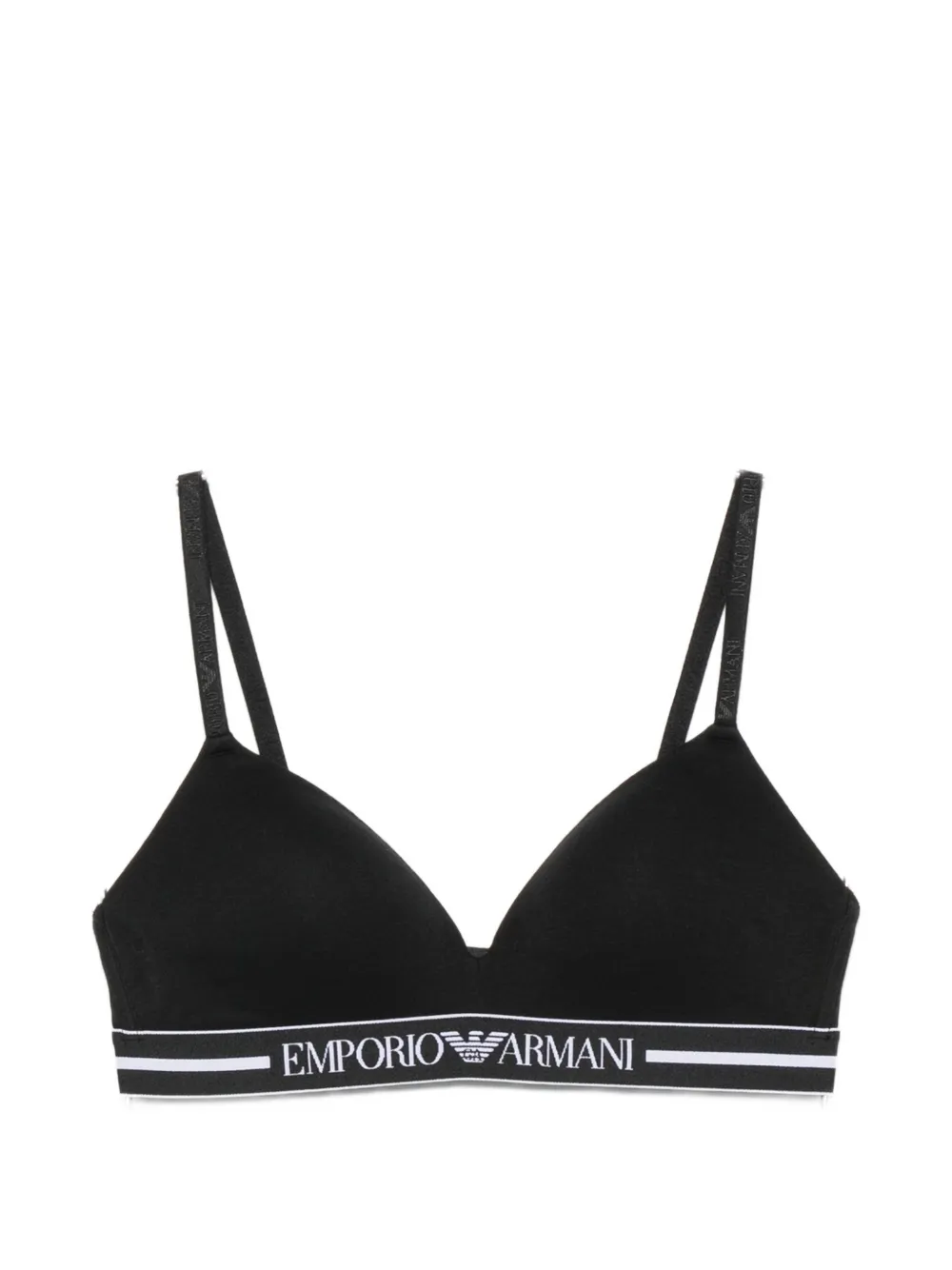Emporio Armani logo-tape triangle bra - Schwarz