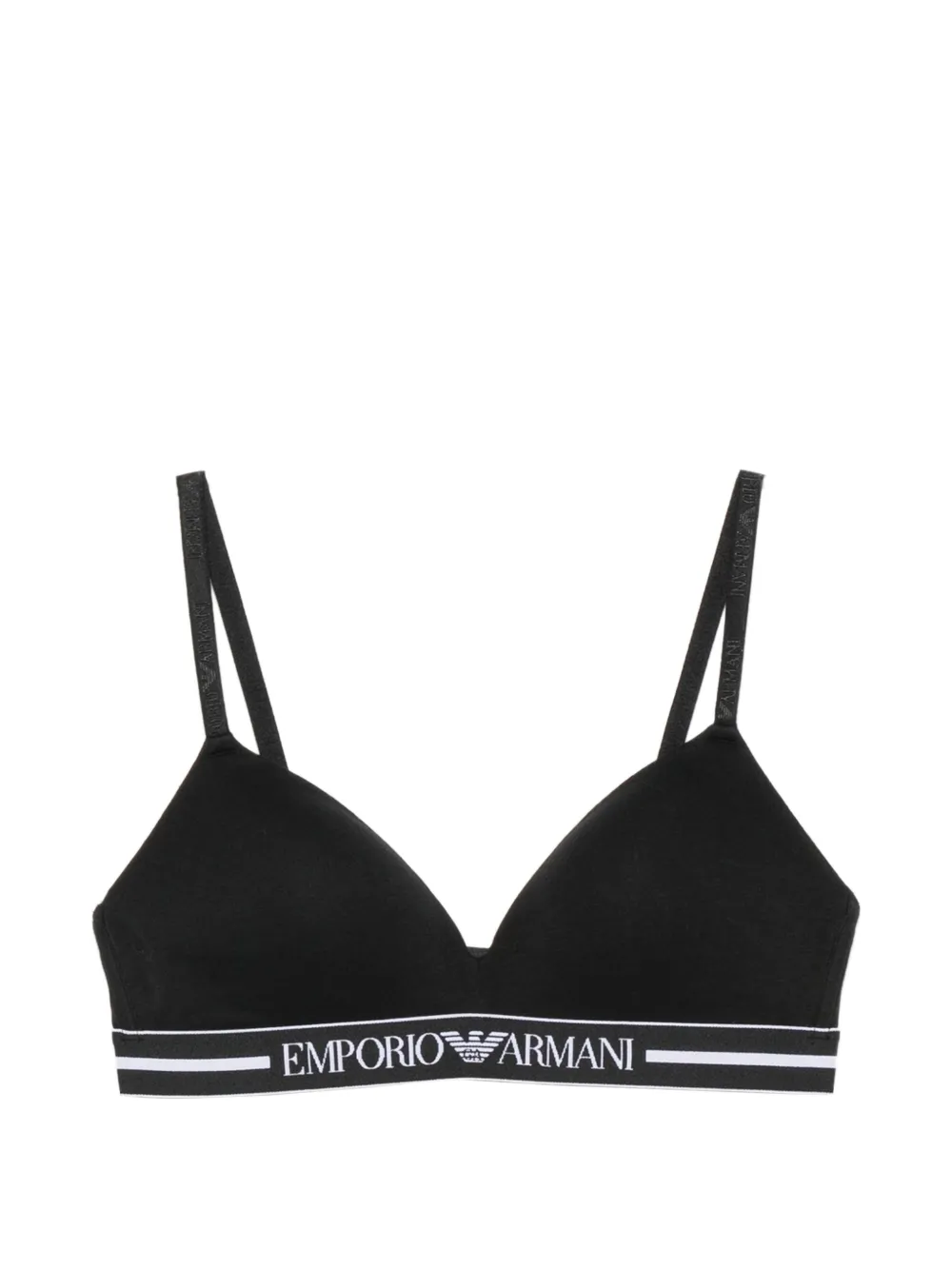 Emporio Armani logo-tape triangle bra - Nero