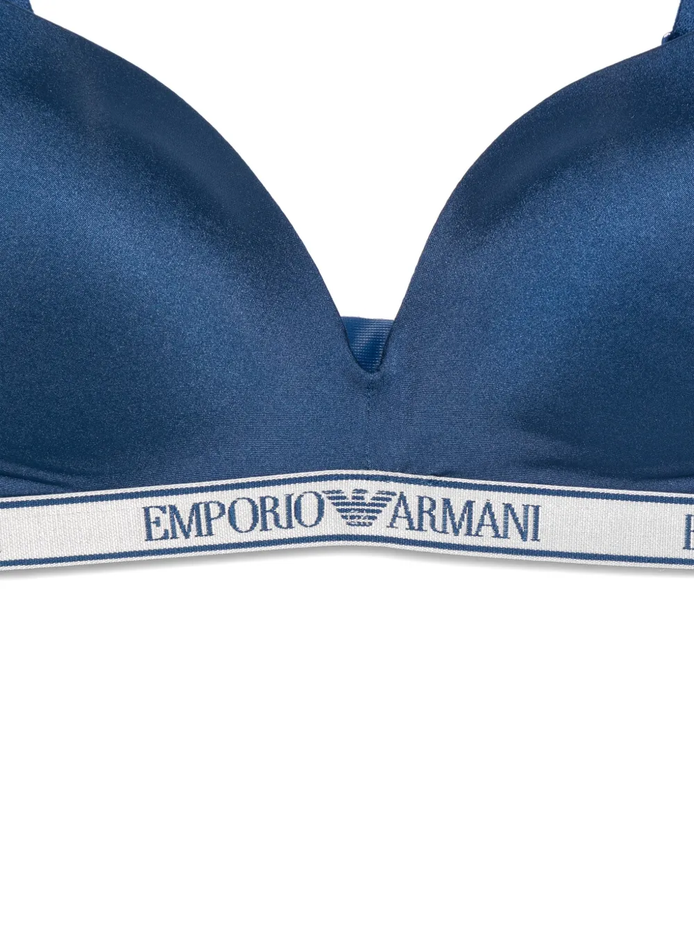 Emporio Armani Triangel-bh met logoband Blauw