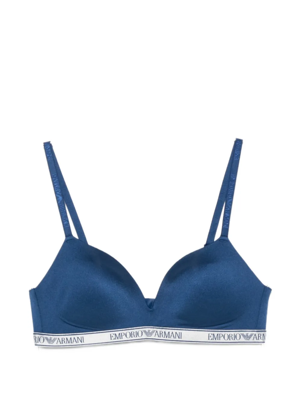 Emporio Armani logo-tape triangle bra - Blu