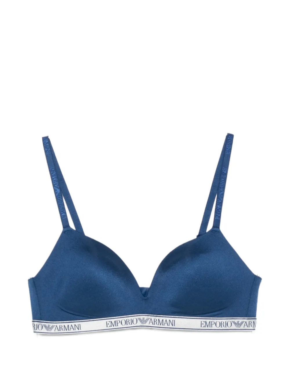 Emporio Armani logo-tape triangle bra - Blu