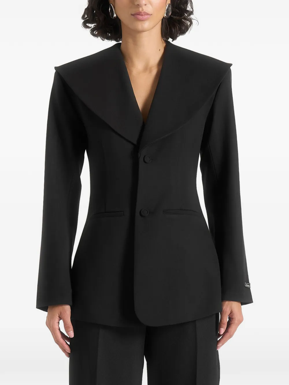 Manière De Voir Paulette blazer met zandloper silhouet en sjaal Zwart