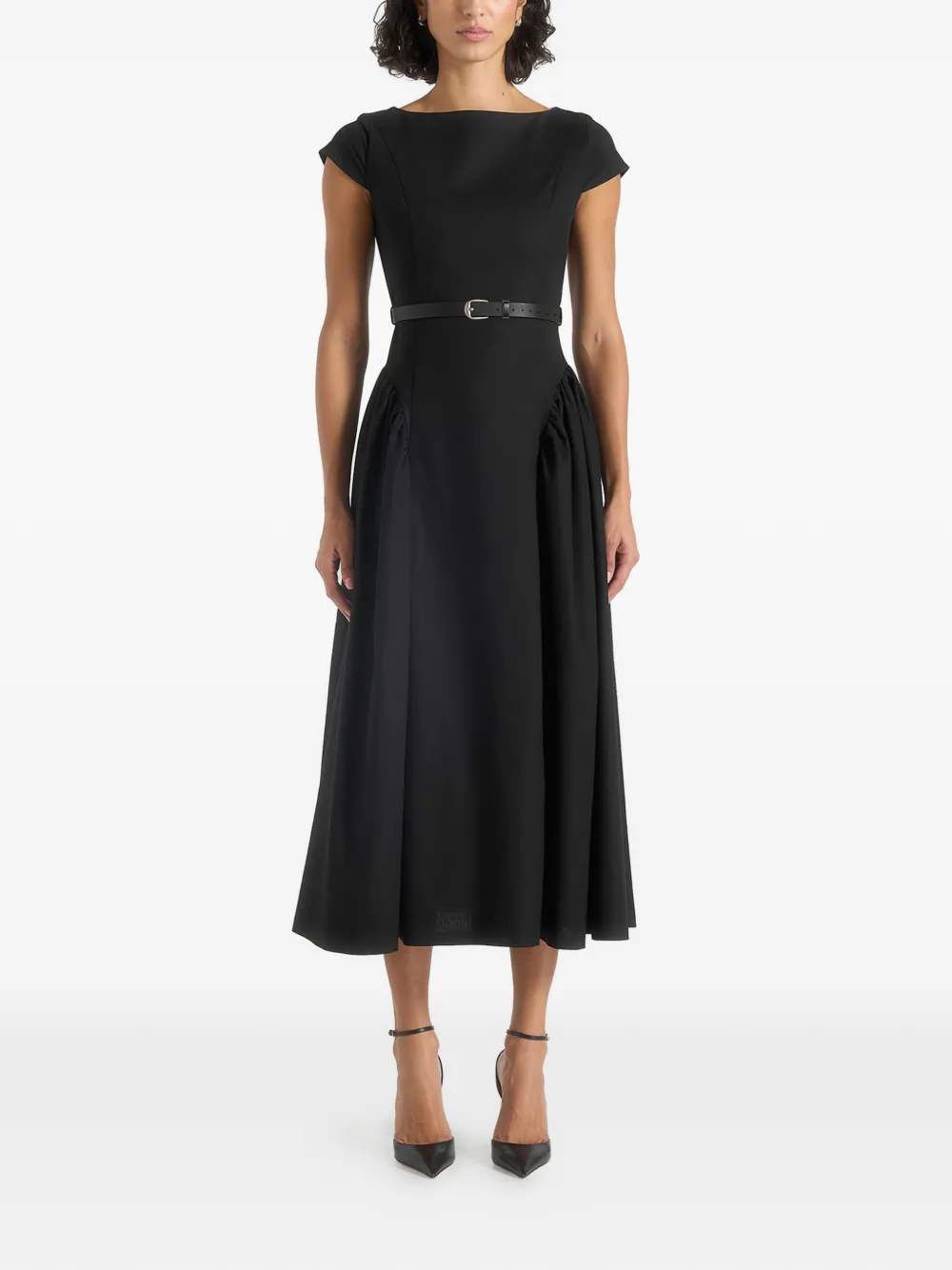 Manière De Voir Gaia belted pleated-skirt dress - Black