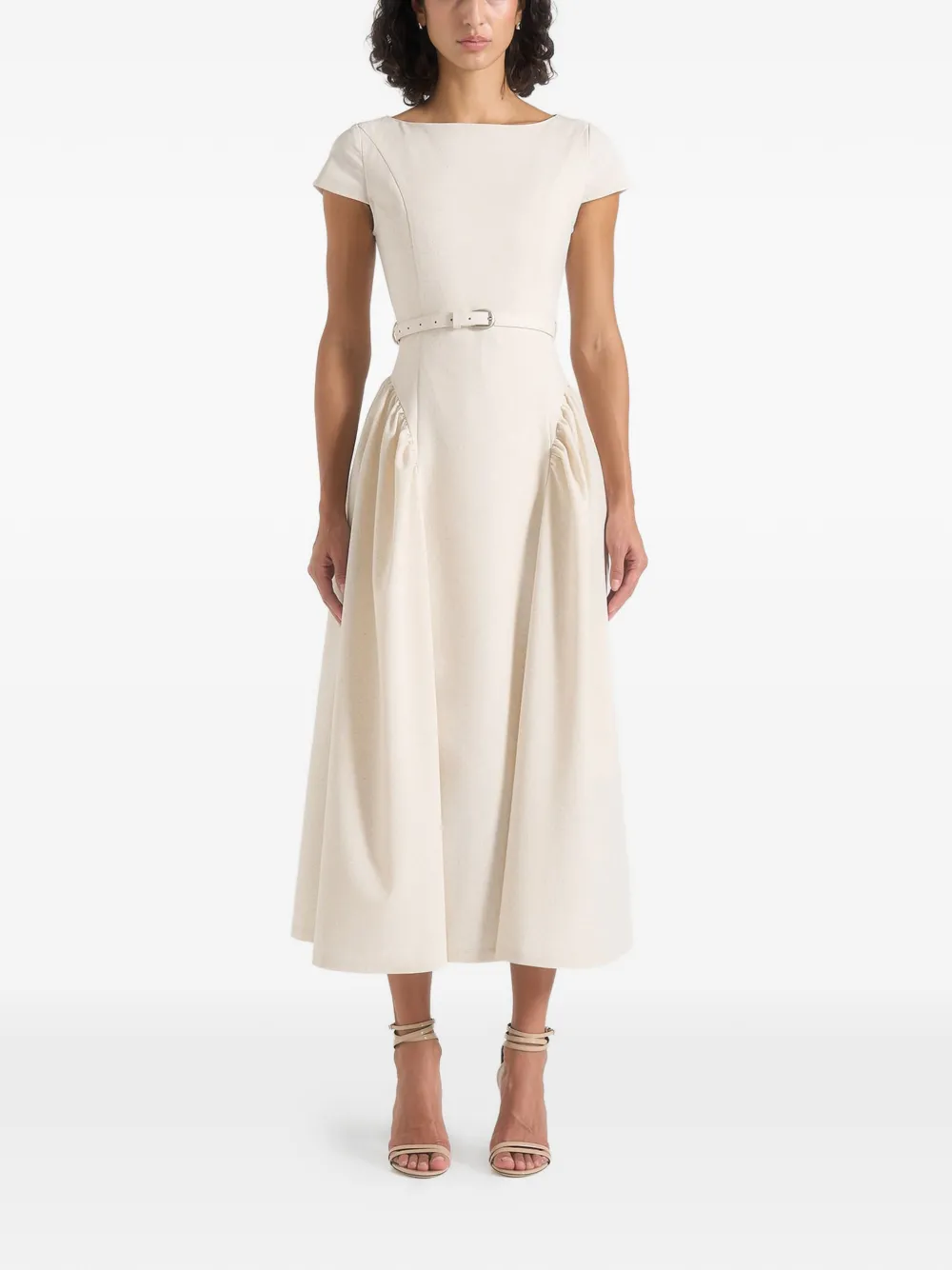 Manière De Voir Gaia belted pleated dress - Neutrals