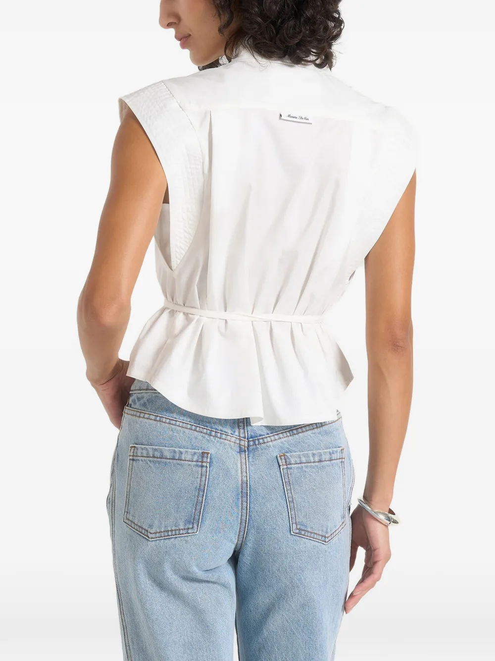 Manière De Voir Orla mouwloze cropped blouse met gestrikte taille Wit