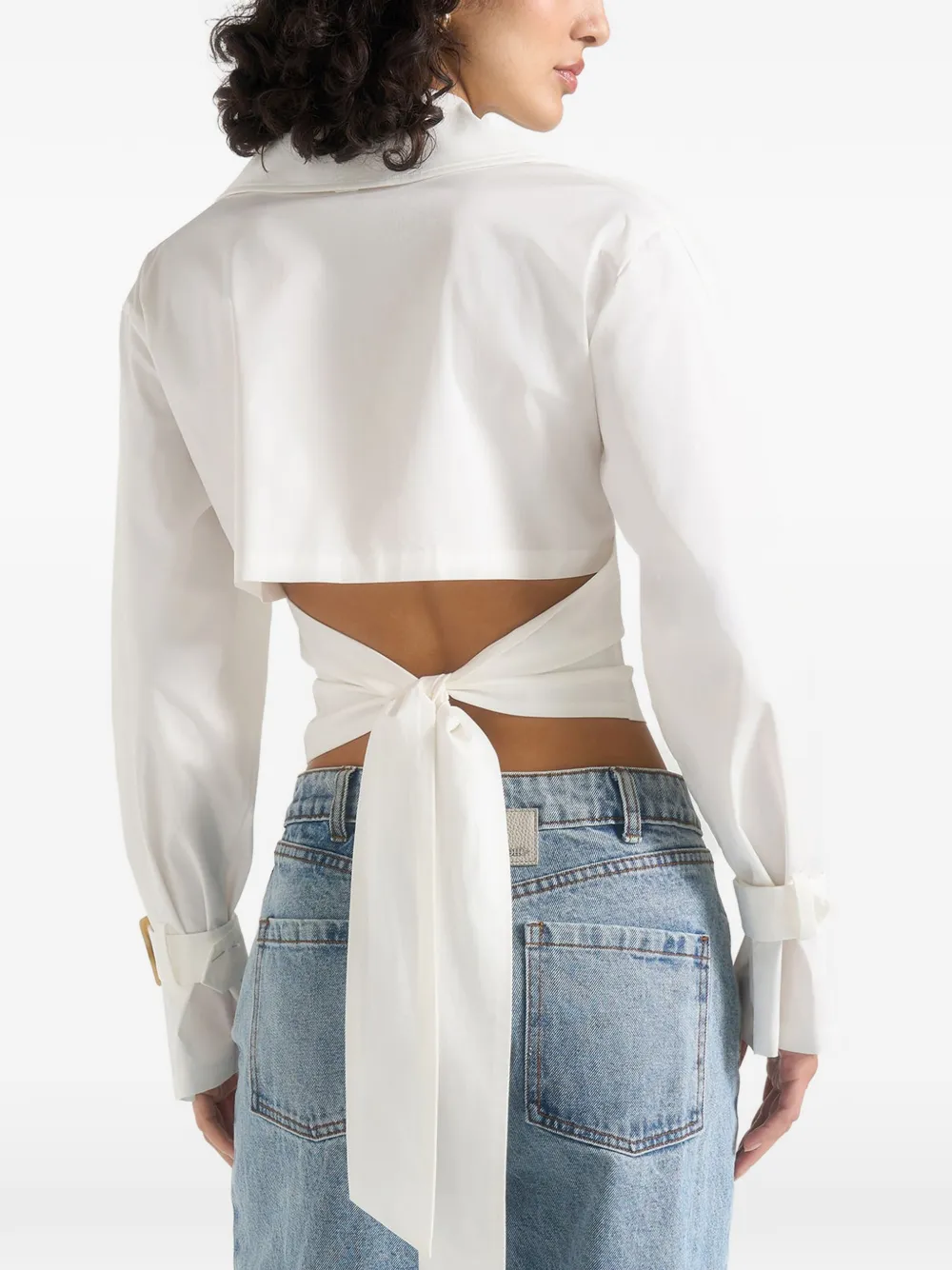 Manière De Voir Andrea cropped blouse met dubbele rij knopen Wit