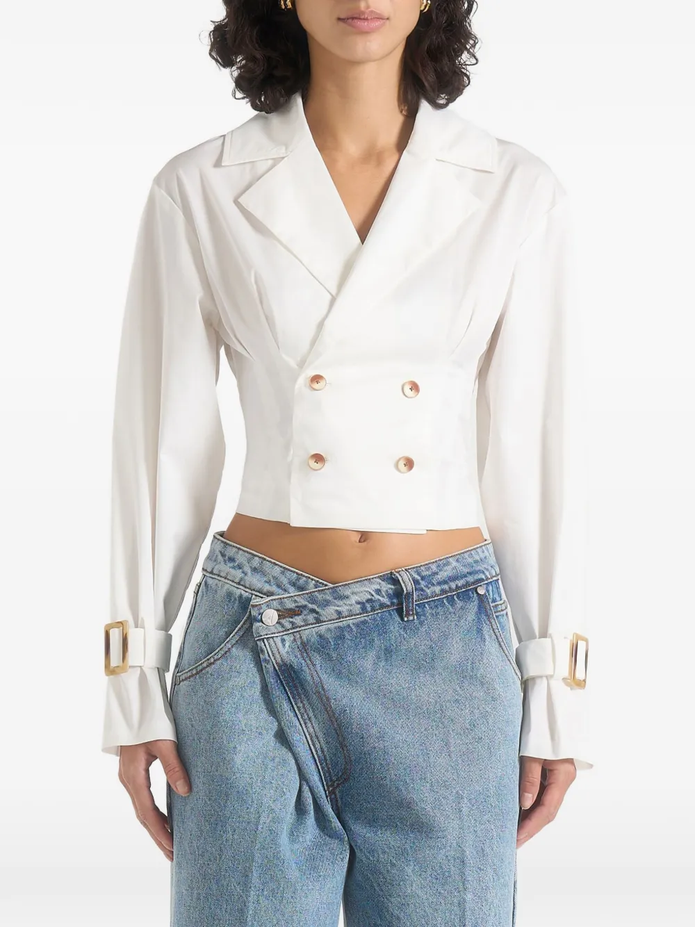 Manière De Voir Andrea double-breasted open-back shirt - Bianco