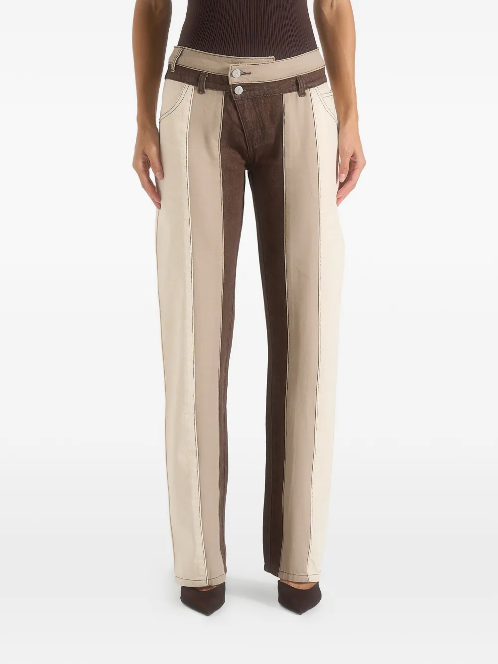 Manière De Voir Jeans Jacinda con design color-block - Marrone