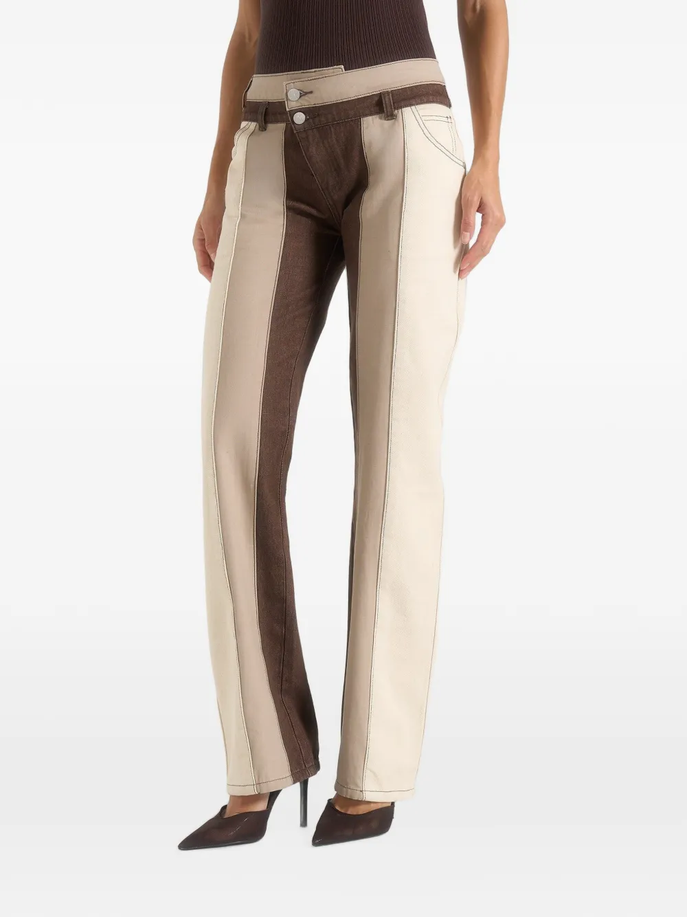 Manière De Voir Jeans Jacinda con design color-block - Marrone