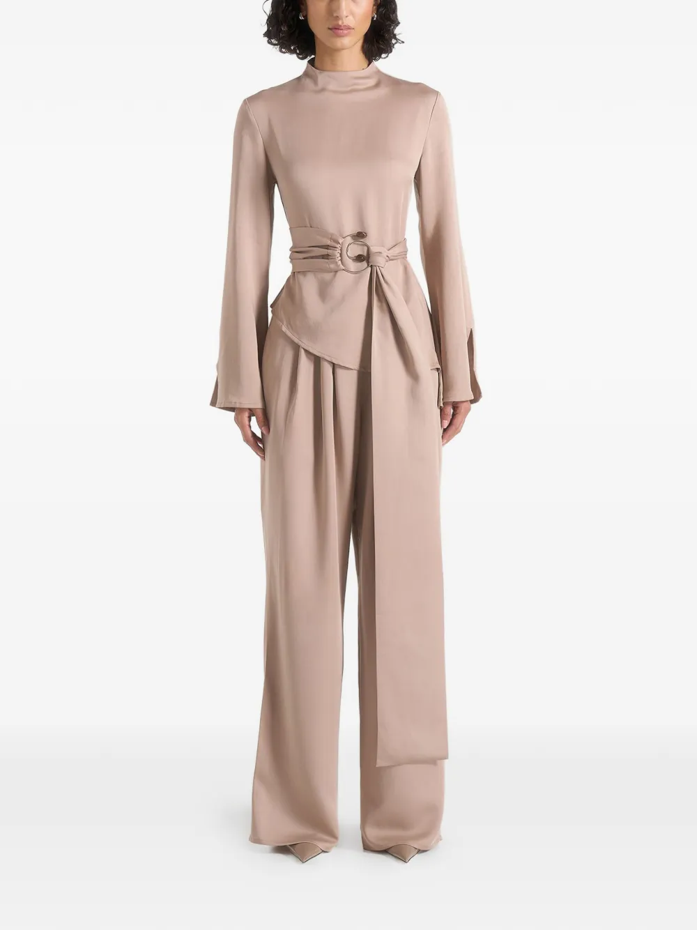 Manière De Voir Aurore belted pleated-leg jumpsuit - Toni neutri